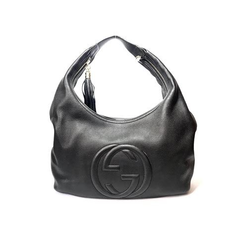 gucci black pebble elather purse|Gucci double g shoulder bag.